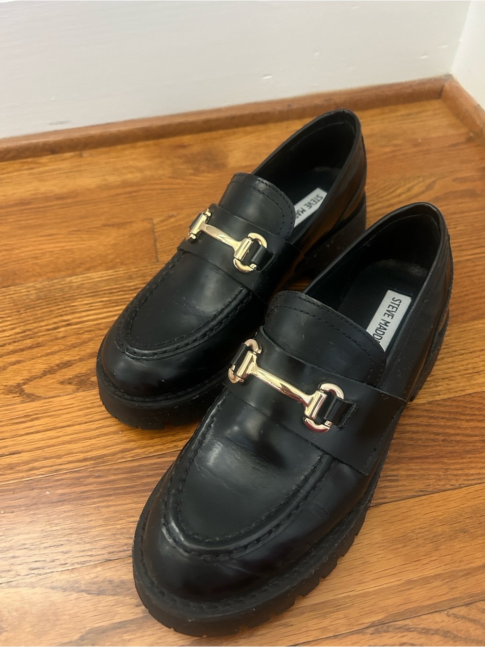 Steve Madden Black Leather Loafers